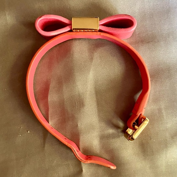 Tory Burch Bow Leather Bracelet, Neon Pink-Orange - Picture 4 of 8